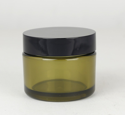 Cylinder PETG Green Plastic Jar Skin Care Packaging With Screw Top Lid