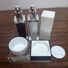 Popular 20g 30g 50g white plastic acrylic black cap square double walled cosmetic manufacturer skin care cream jar