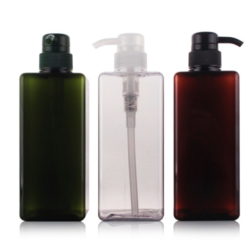 Clear Square 250ml Pet Plastic Jars , Custom Color Empty Plastic Shampoo Bottles