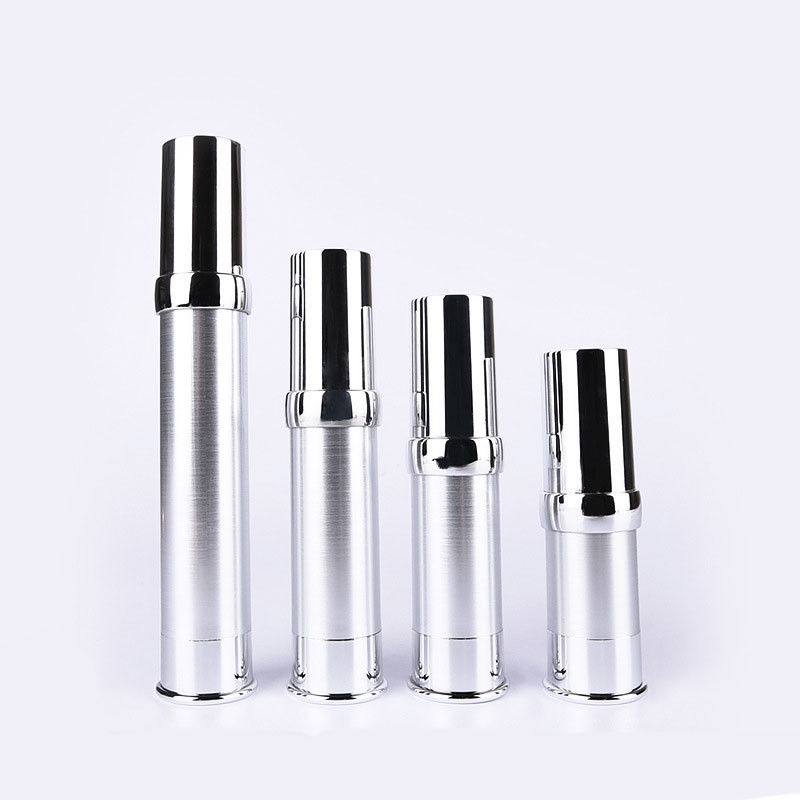 Silver Color Airless Cosmetic Bottles Airless Pump Container For Personal Care
