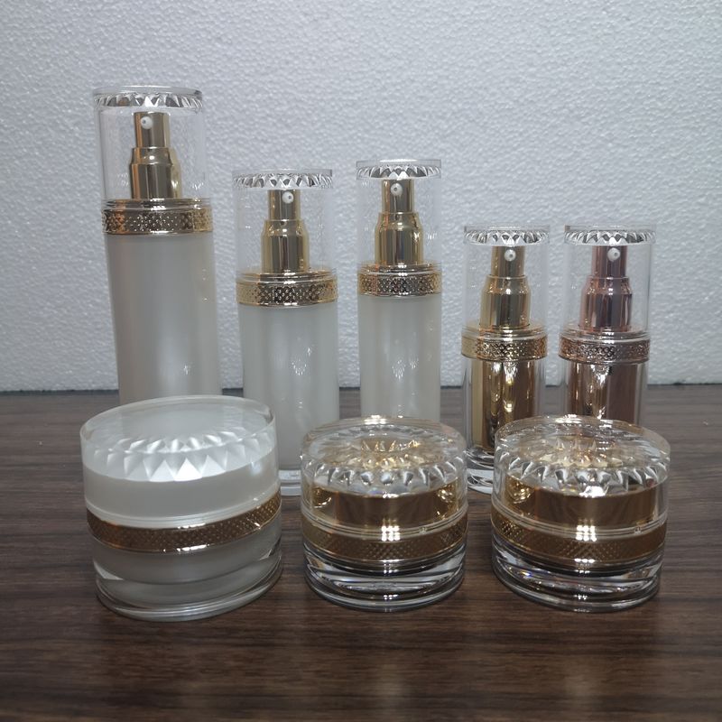 Pearly 15g 30g 50g white plastic PMMA acrylic gold plating cap cosmetic manufacturer cream jar wholesale