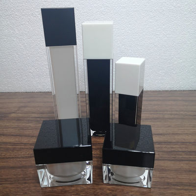 شعبية 20g 30g 50g البلاستيك الأبيض الأكريليك الأسود قبعة مربعة مزدوجة الجدران منتج مستحضرات التجميل العناية بالبشرة كريم جرة